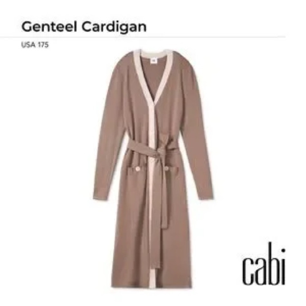Cabi Genteel Cardigan in Brown and Cream